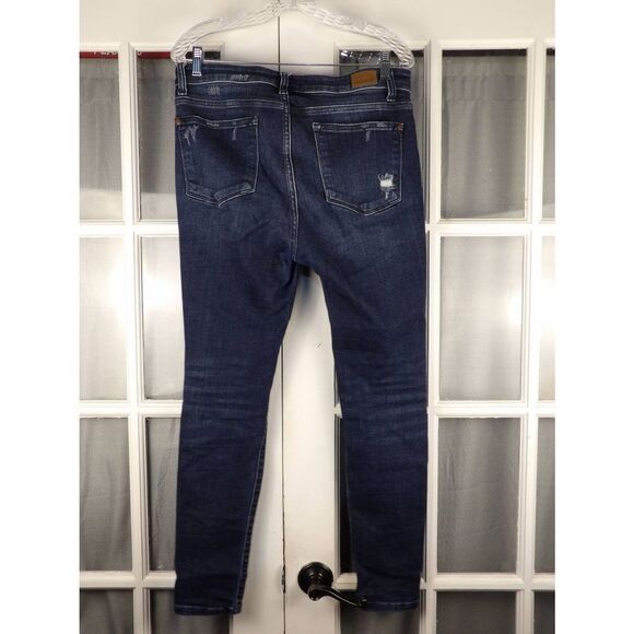Judy Blue Womens Dark Wash Mid Rise Destroyed Skinny Fit Jeans 11/30 11 30 - Picture 2 of 6